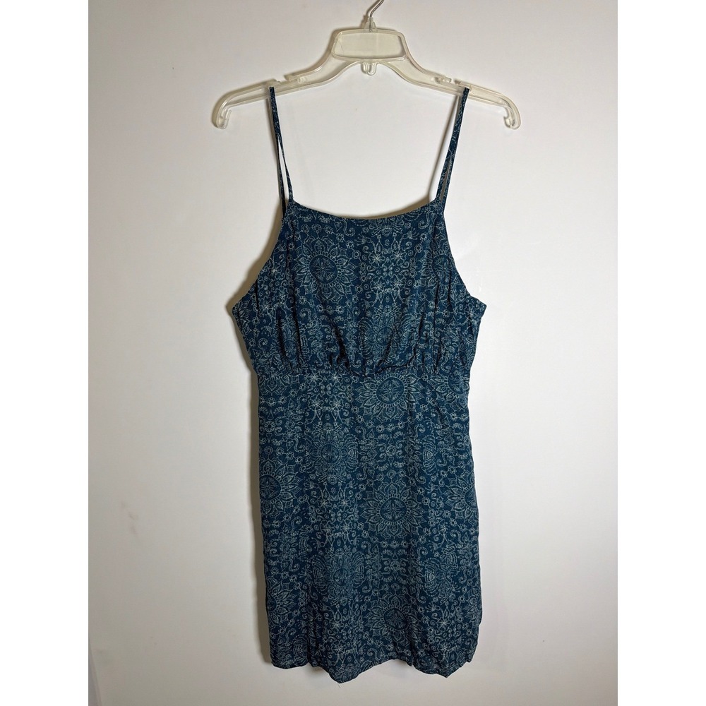 Honey Belle Teal Mandala Paisley Mini Dress Empire Waist Rayon Womens M